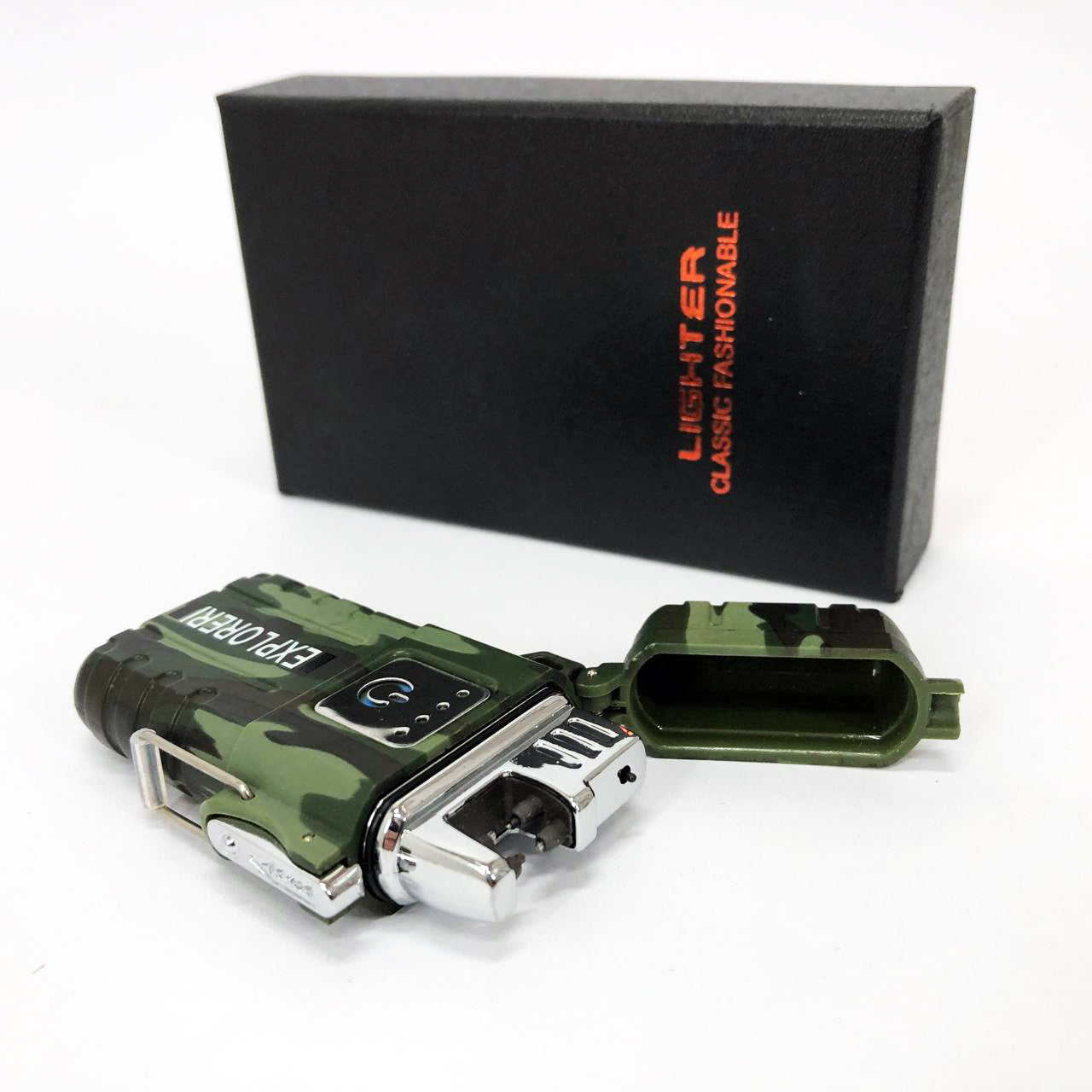 Зажигалка импульсная JL317 Explorer, Ветрозащитная зажигалка, Зажигалка юсб с гравировкой