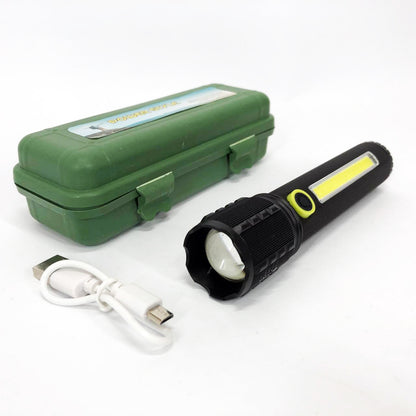 Карманный фонарик Police TD-C82/C72-P50+COB оснащен светодиодами, функцией зума, встроенным аккумулятором