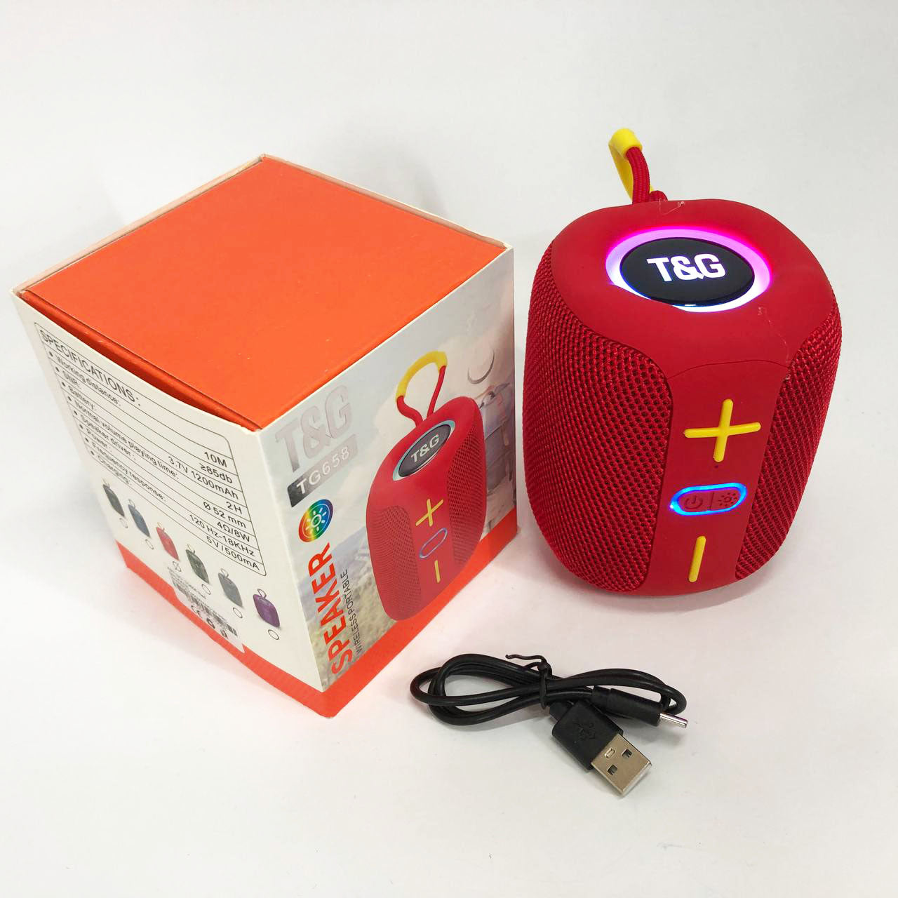 Портативная Bluetooth колонка TG658 8W с RGB подсветкой, колонка для вечеринки. Цвет: красный