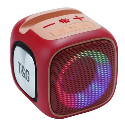 Портативная Bluetooth колонка TG359 7W с RGB подсветкой, Громкая блютуз колонка. Цвет: красный