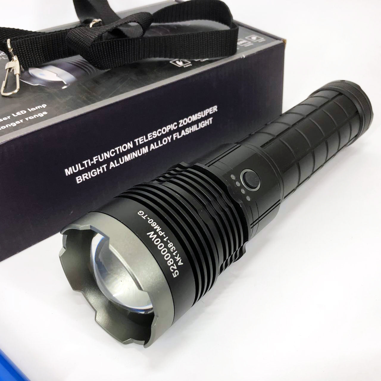 Фонарь ручной модели Police AK138-1 WHITE LASER LED PM60-TG 8х18650, USB-зарядка, Power Bank, зум