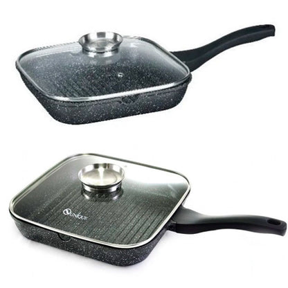 Сковорода-гриль Unique UN-4011 с крышкой 24 см, Сковорода для приготовления на плите с толстым дном