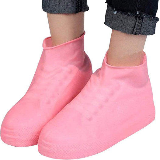 Многоразовые бахилы-чехлы L (41-45 размер) для обуви силиконовые от воды и грязи. Цвет: розовый