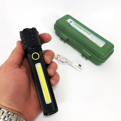 Карманный фонарик Police TD-C82/C72-P50+COB оснащен светодиодами, функцией зума, встроенным аккумулятором