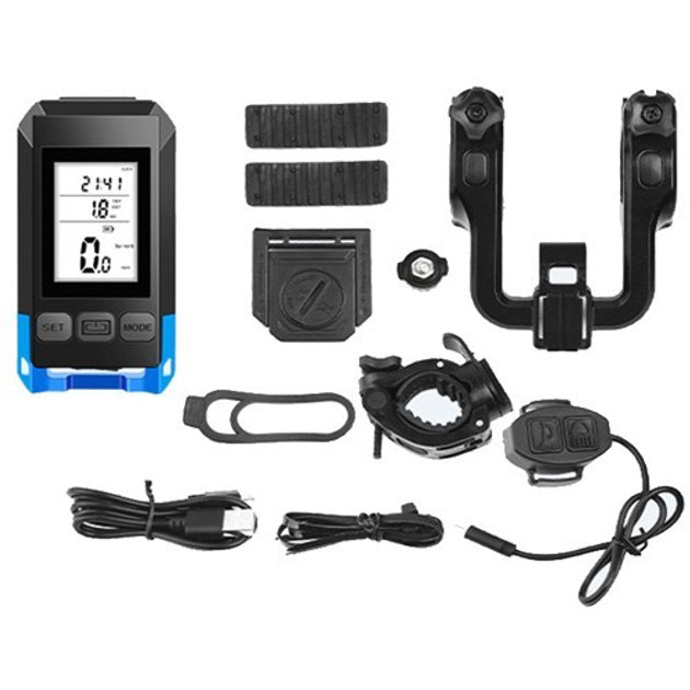 Велофара с компьютером и сигналом MT-088-T6, 450Lum, 18650 (2200mAh), кнопка, Освещение для велосипеда