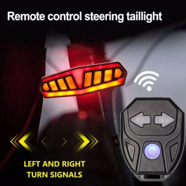 Велофонарь FY-1828 с указанием поворотов (red+yellow), ЗУ Type-C, Мигалка с аккумулятором на велосипед