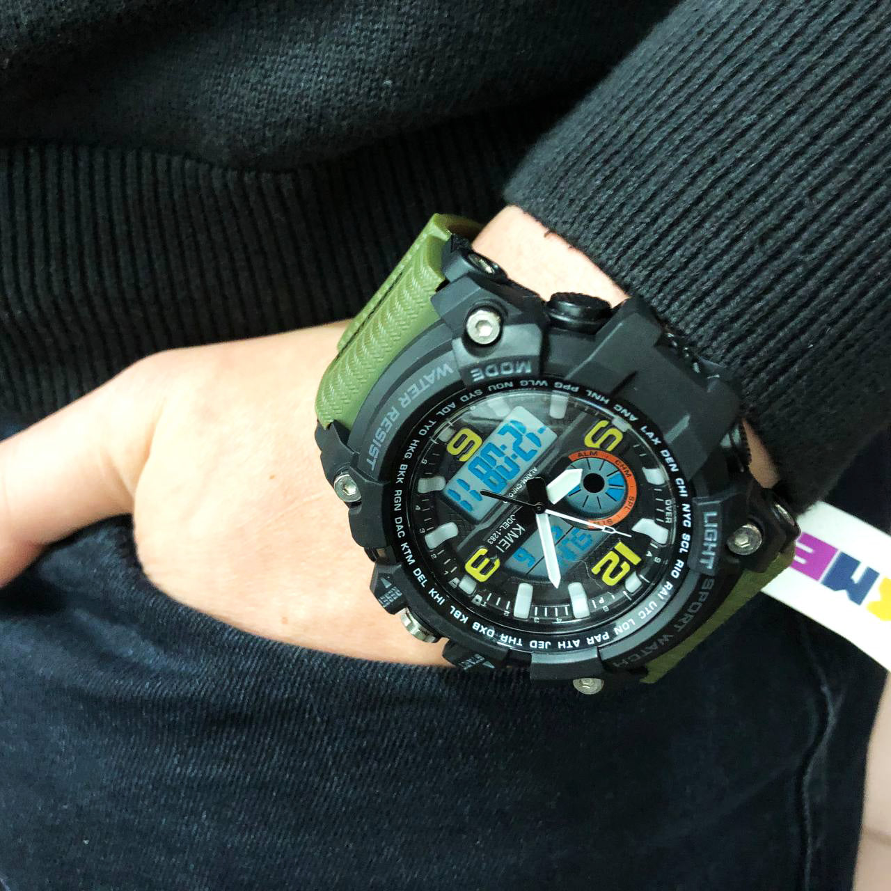 Часы наручные мужские SKMEI 1283AG ARMY GREEN, армейские часы противоударные. Цвет: зеленый