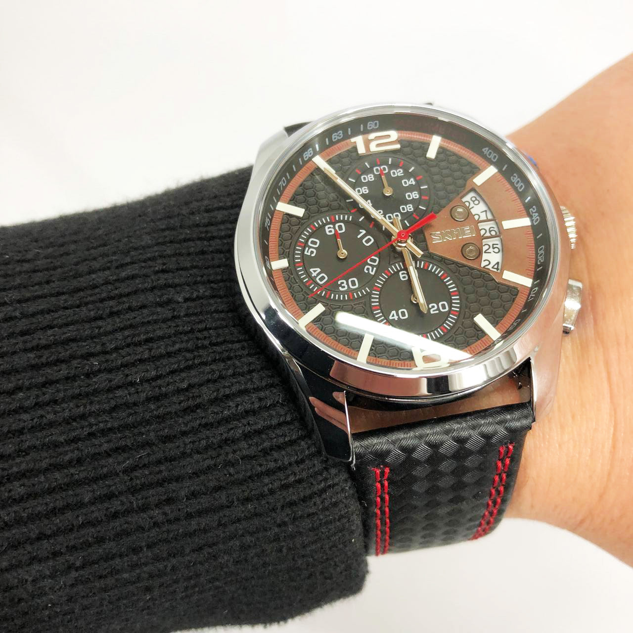 Часы наручные мужские SKMEI 9106RD, оригинальные мужские часы, модные мужские часы круглые