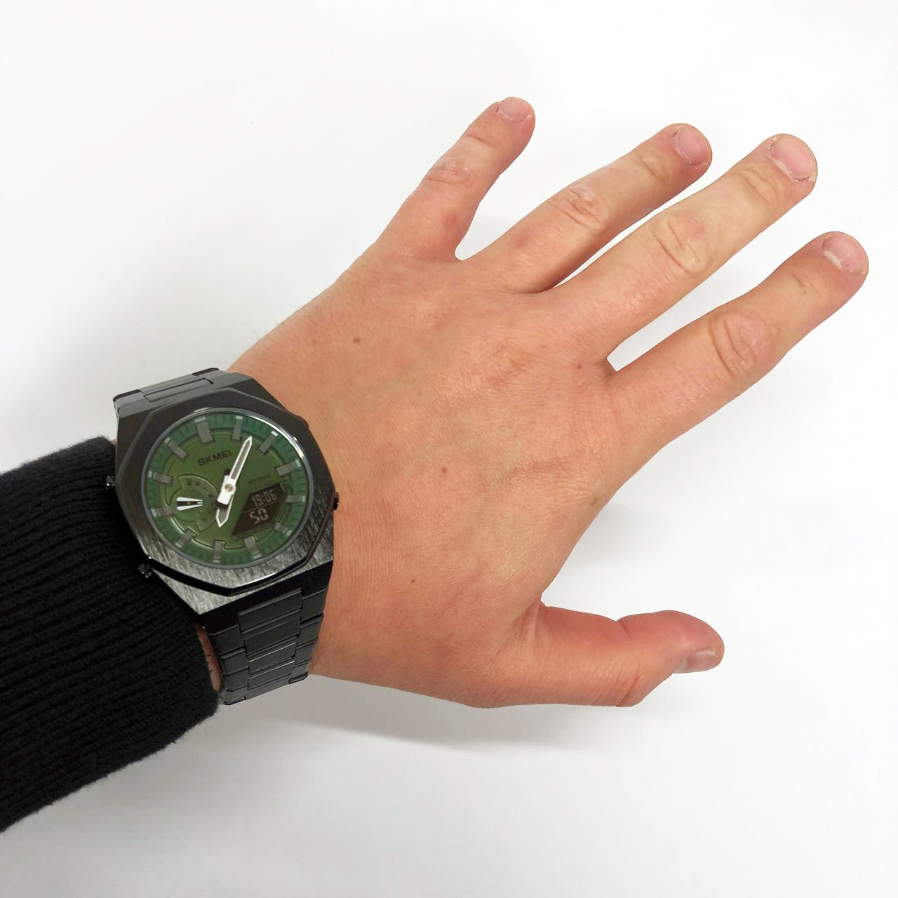 Часы наручные мужские SKMEI 1816BKGNBK, стильные классические мужские часы, фирменные спортивные часы