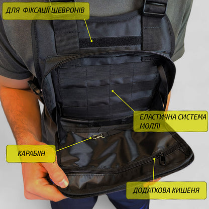 Нагрудная тактическая сумка мужская, сумка через плечо черная разгрузка