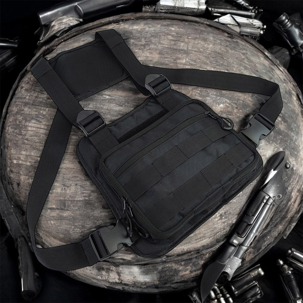 Нагрудная тактическая сумка мужская, сумка через плечо черная разгрузка