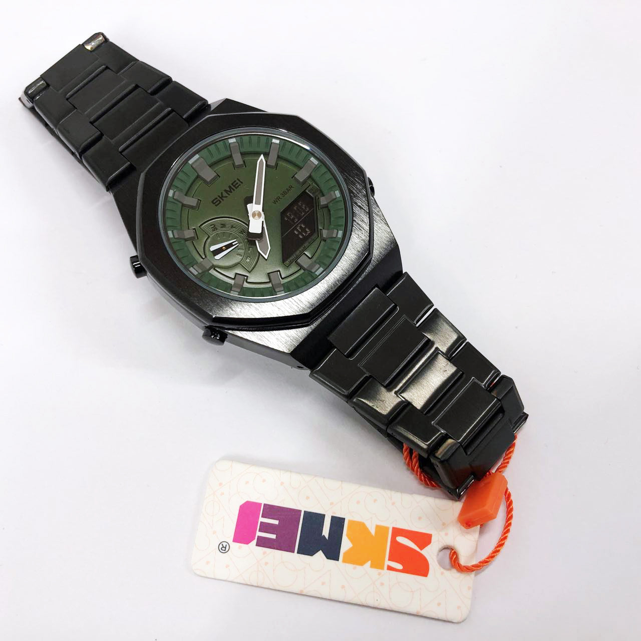 Часы наручные мужские SKMEI 1816BKGNBK, стильные классические мужские часы, фирменные спортивные часы