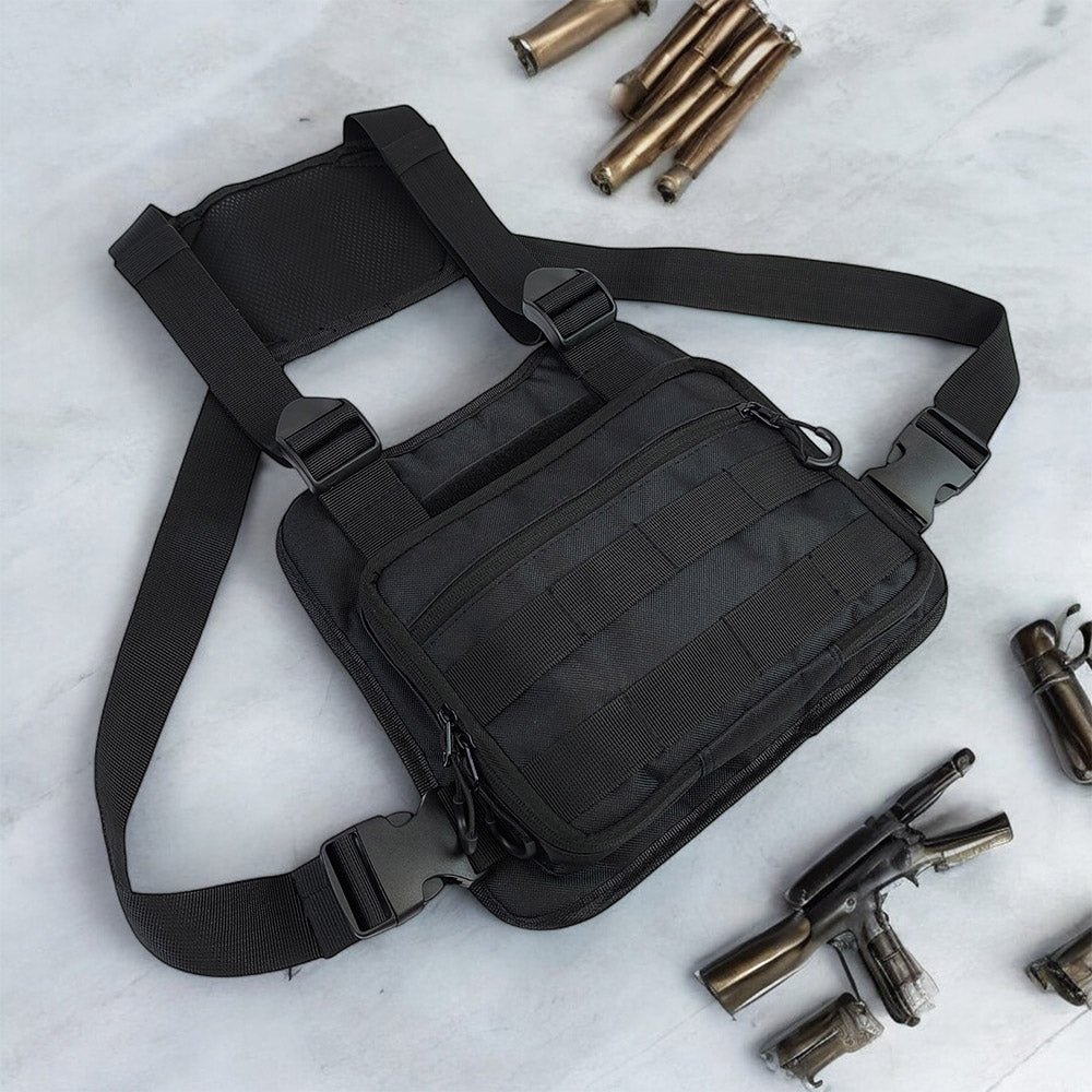 Нагрудная тактическая сумка мужская, сумка через плечо черная разгрузка