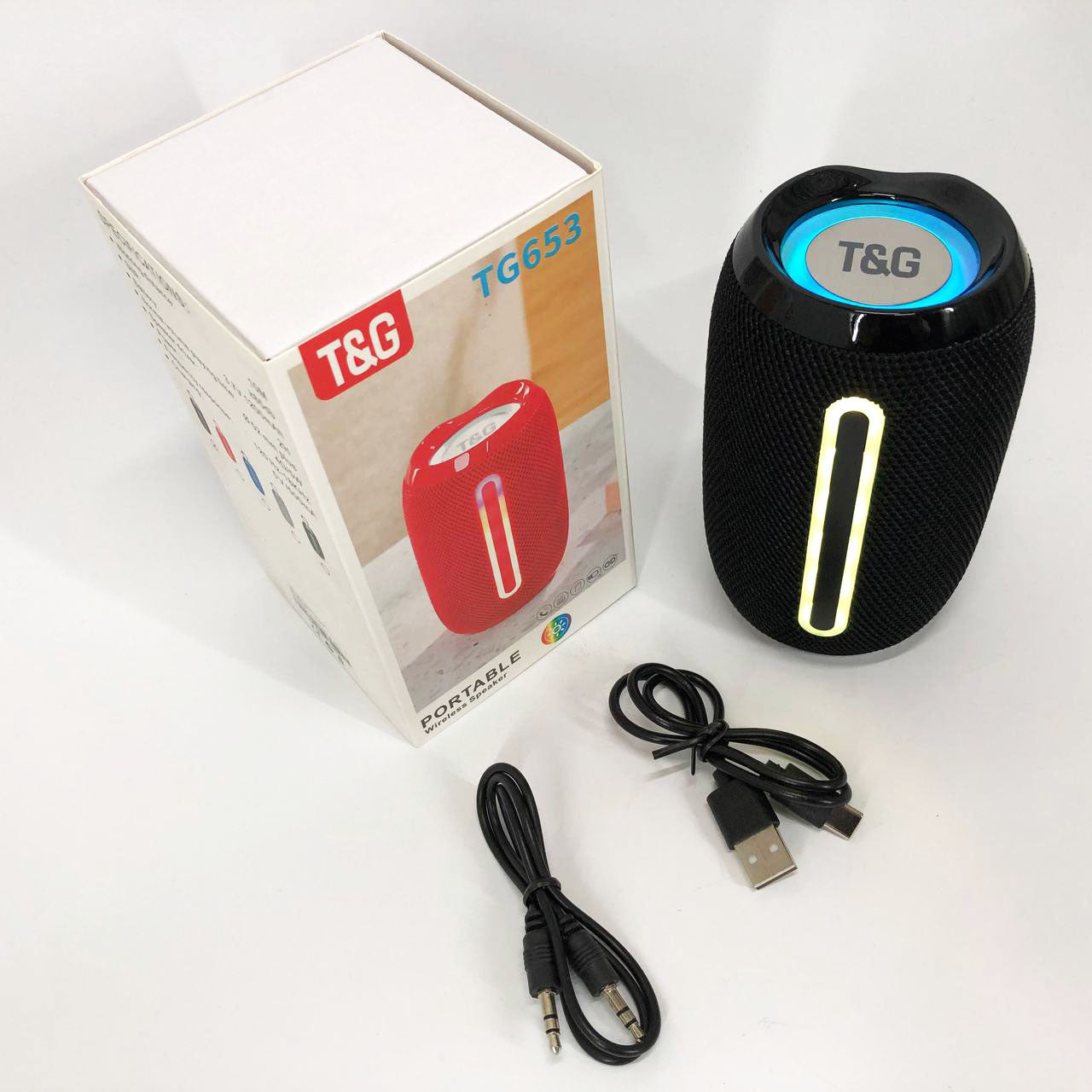 Портативная Bluetooth-колонка TG653 USB с ремешком, аккумуляторная колонка для музыки. Цвет: черный