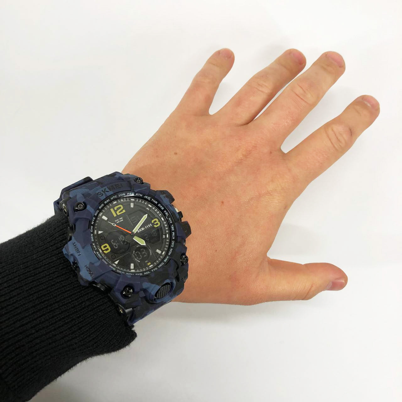 Часы наручные мужские SKMEI 1155BCMBU, армейские часы противоударные, мужские тактические часы