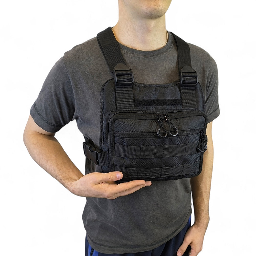 Нагрудная тактическая сумка мужская, сумка через плечо черная разгрузка