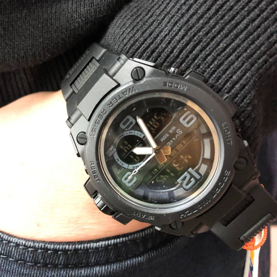 Часы наручные мужские SKMEI 1452BK BLACK, водонепроницаемые мужские часы. Цвет: черный