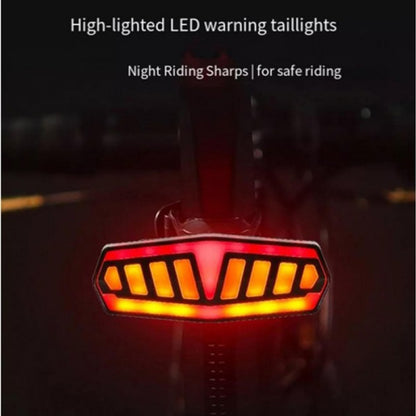 Велофонарь FY-1828 с указанием поворотов (red+yellow), ЗУ Type-C, Мигалка с аккумулятором на велосипед