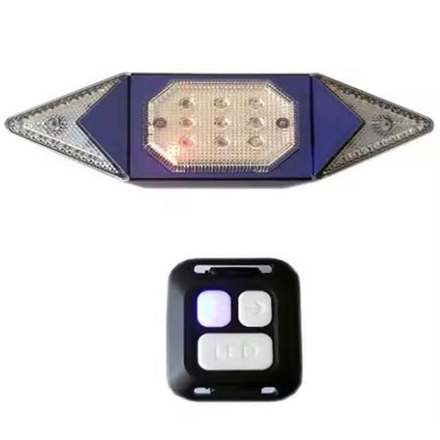 Велофонарь LY-6700 с указанием поворотов (red+yellow+blue), waterproof, Мигающий велофонарь