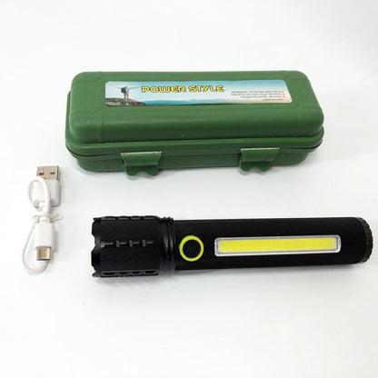 Карманный фонарик Police TD-C82/C72-P50+COB оснащен светодиодами, функцией зума, встроенным аккумулятором