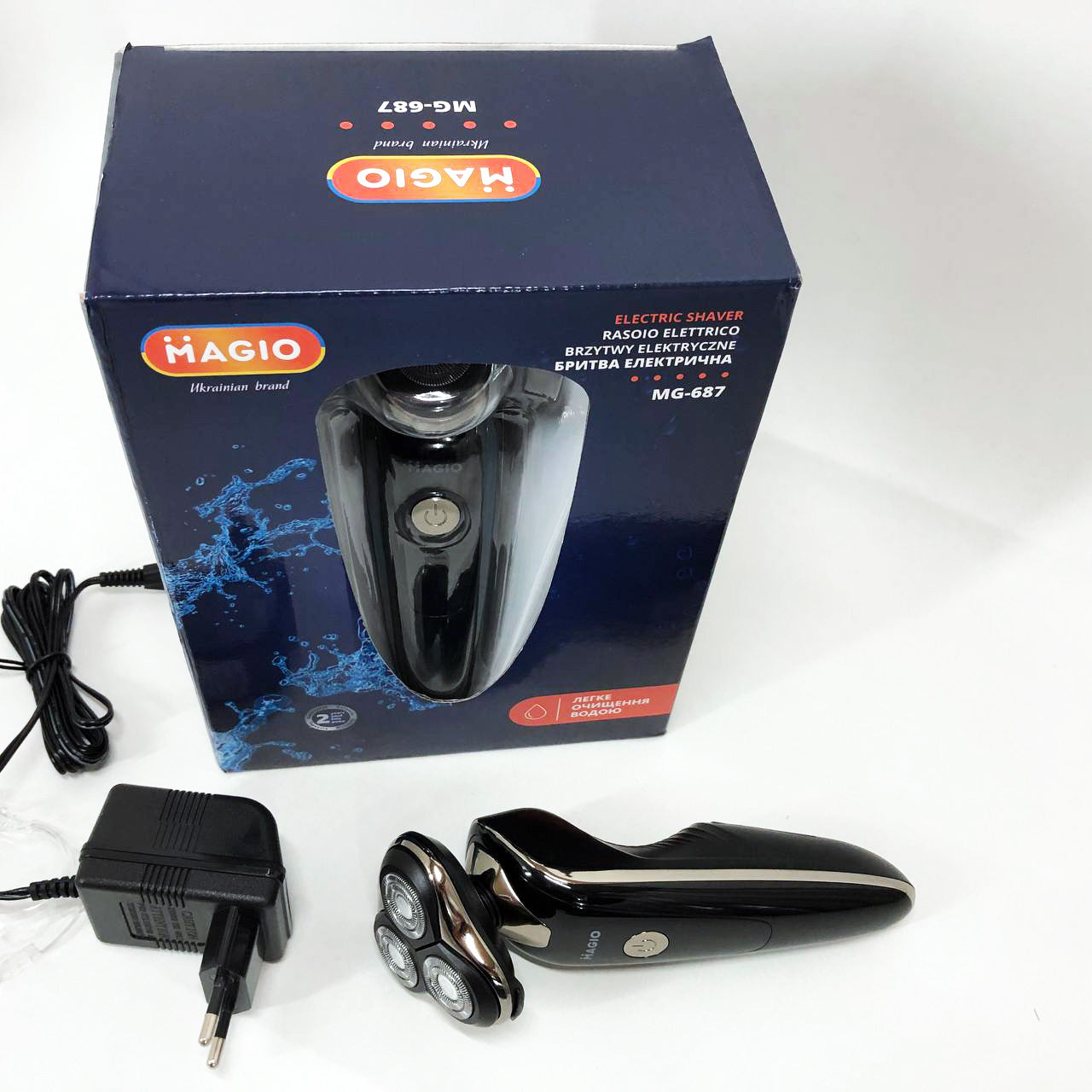 Электробритва 3 плав. головки/ сухое/ влажное бритье/высувной триммер MAGIO MG-687