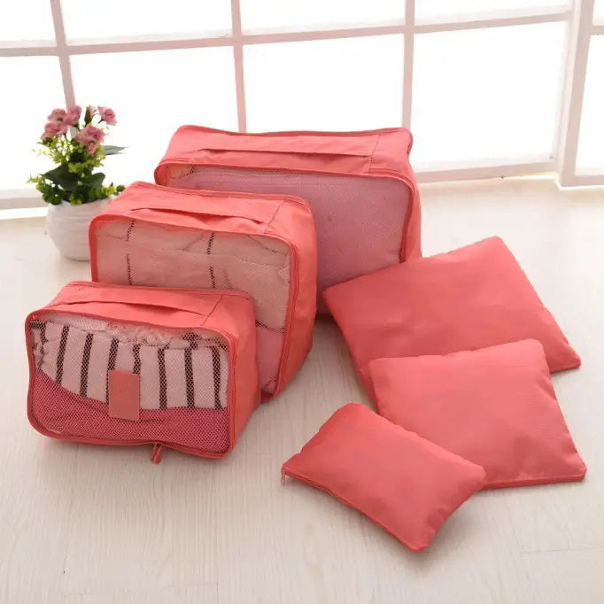 Набор дорожных органайзеров для вещей 6 шт. Цвет: розовый