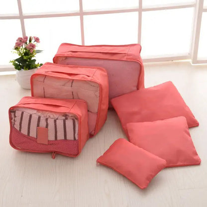 Набор дорожных органайзеров для вещей 6 шт. Цвет: розовый