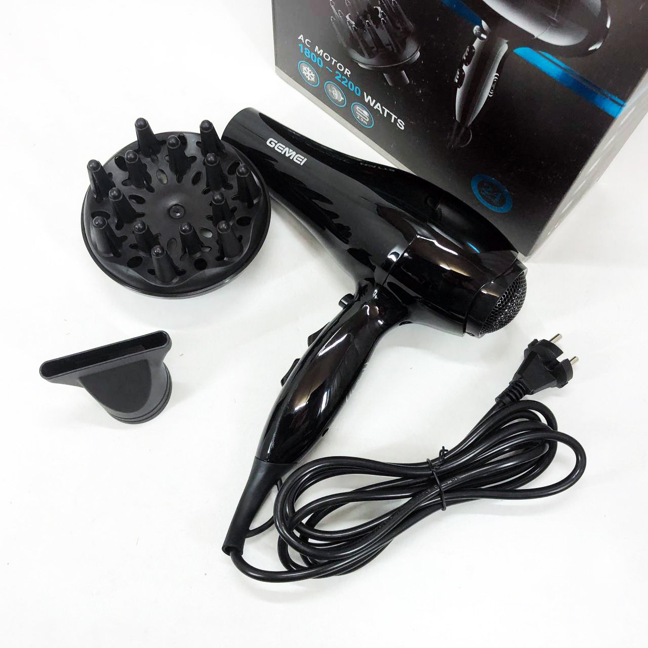 Професійний фен Gemei GM-103 2200Вт для сушіння укладання волосся режими швидкості, температури, сенсор