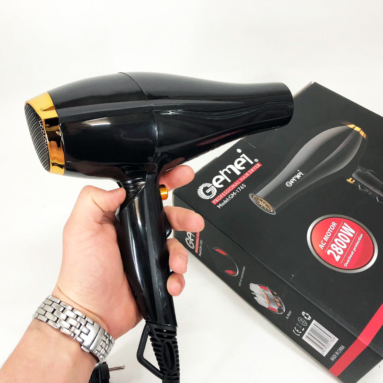 Фен Gemei GM-1765 Профессиональный фен для волос две скорости и три режима для сушки и укладки волос
