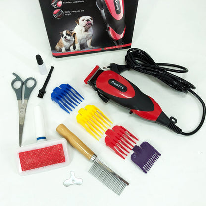 Машинка Gemei GM-1023 для стрижки животных с 4 насадками для любого типа шерсти + ножницы и расческа-гребешок