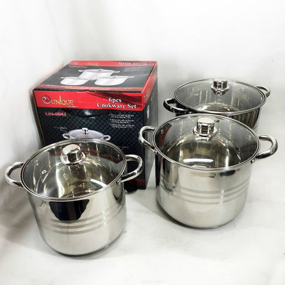 Набор больших кастрюль Unique UN-5041 из нержавеющей стали 5-ти слойным дном с крышками