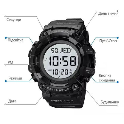 Часы наручные мужские SKMEI 1968BKWT BLACK-WHITE, часы армейские скмей. Цвет: черный с белым циферблатом