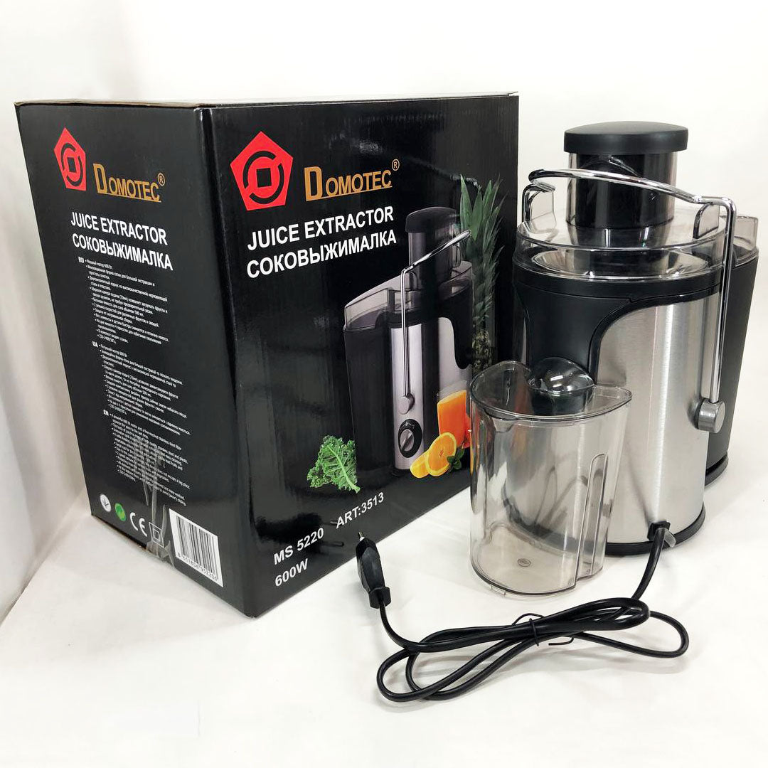 Электрическая соковыжималка Domotec MS-5220/3513 2 скорости отжима 600 W, соковыжималка для моркови