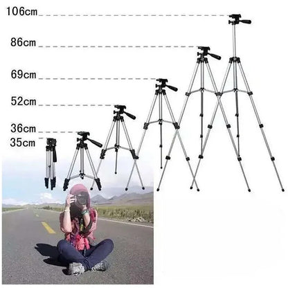 Штатив для телефона и фотоаппарата Tripod 3110 PRO портативный трипод 0,35-1.02м высота. Цвет: серебряный