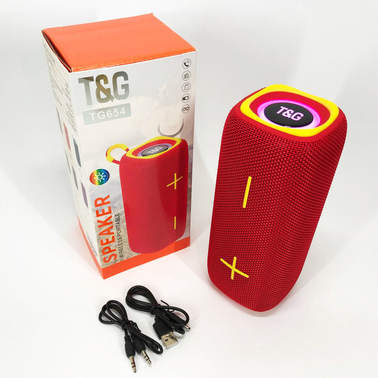 Портативная Bluetooth колонка TG654 8W с подсветкой, блютуз колонка для улицы. Цвет: красный