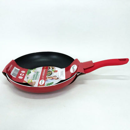 Сковорода антипригарная Con Brio 24 см СВ-2414, сковорода для жарки качественная сковорода. Цвет: красный