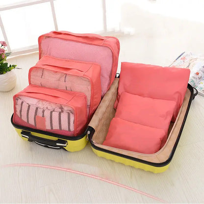 Набор дорожных органайзеров для вещей 6 шт. Цвет: розовый