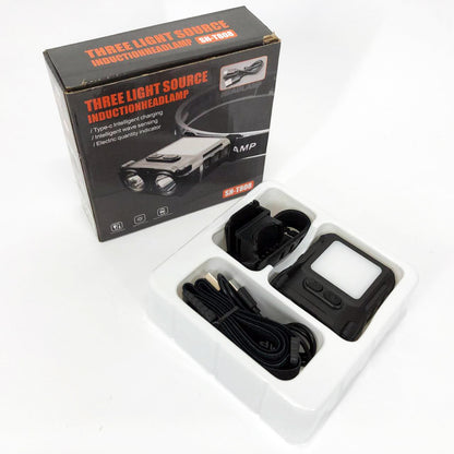 Фонарь налобный SH-T808-2XPE-20SMD-white/red с датчиком движения, мощный налобный фонарь для рыбалки