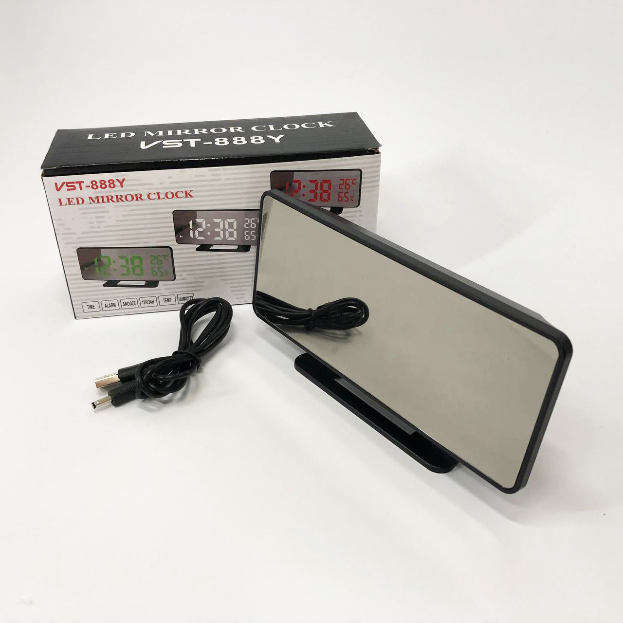 Часы настольные зеркальные VST-888Y-5 USB с синим циферблатом, Настольные часы с подсветкой