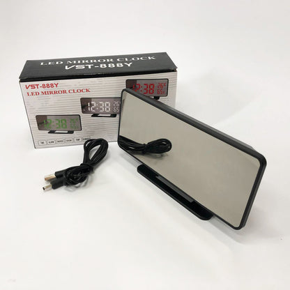 Часы настольные зеркальные VST-888Y-5 USB с синим циферблатом, Настольные часы с подсветкой