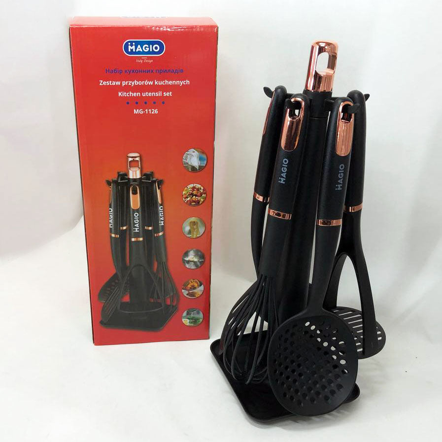 Набор кухонных приборов Magio MG-1126, набор силиконовых приборов для кухни, набор нейлоновых поварешек