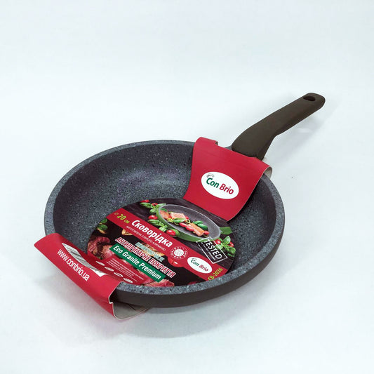 Сковорода Con Brio CB-2026 Eco Granite Premium 20 см, Сковорода для дома качественная. Цвет: серый