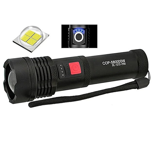 Фонарик светодиодный с аккумулятором X-Balog BL-X72-P90, фонарь ручной мощный, тактичный фонарь