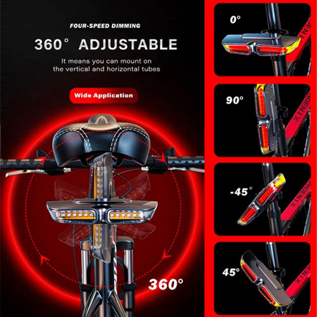 Задний габаритный велофонарь с поворотами XA-817, дистанционный пульт, Стоп-сигнал на раму велосипеда