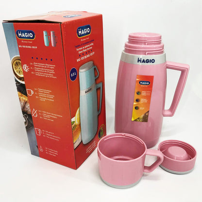 Термос Magio MG-1051P со стеклянной колбой, Термос для питьевой воды, термос для дома. Цвет: розовый