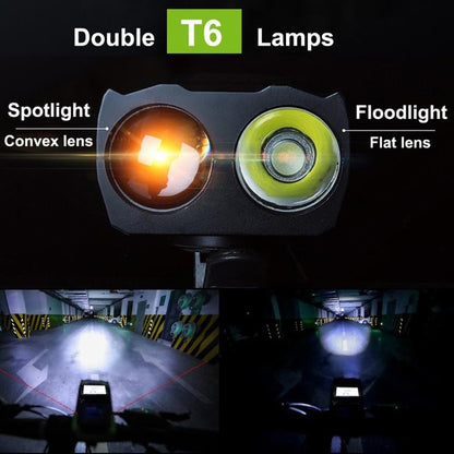 Велофара с компьютером и сигналом BK-1920-2T6 велофонарь с выносной кнопкой, Велофонарь с водозащитой