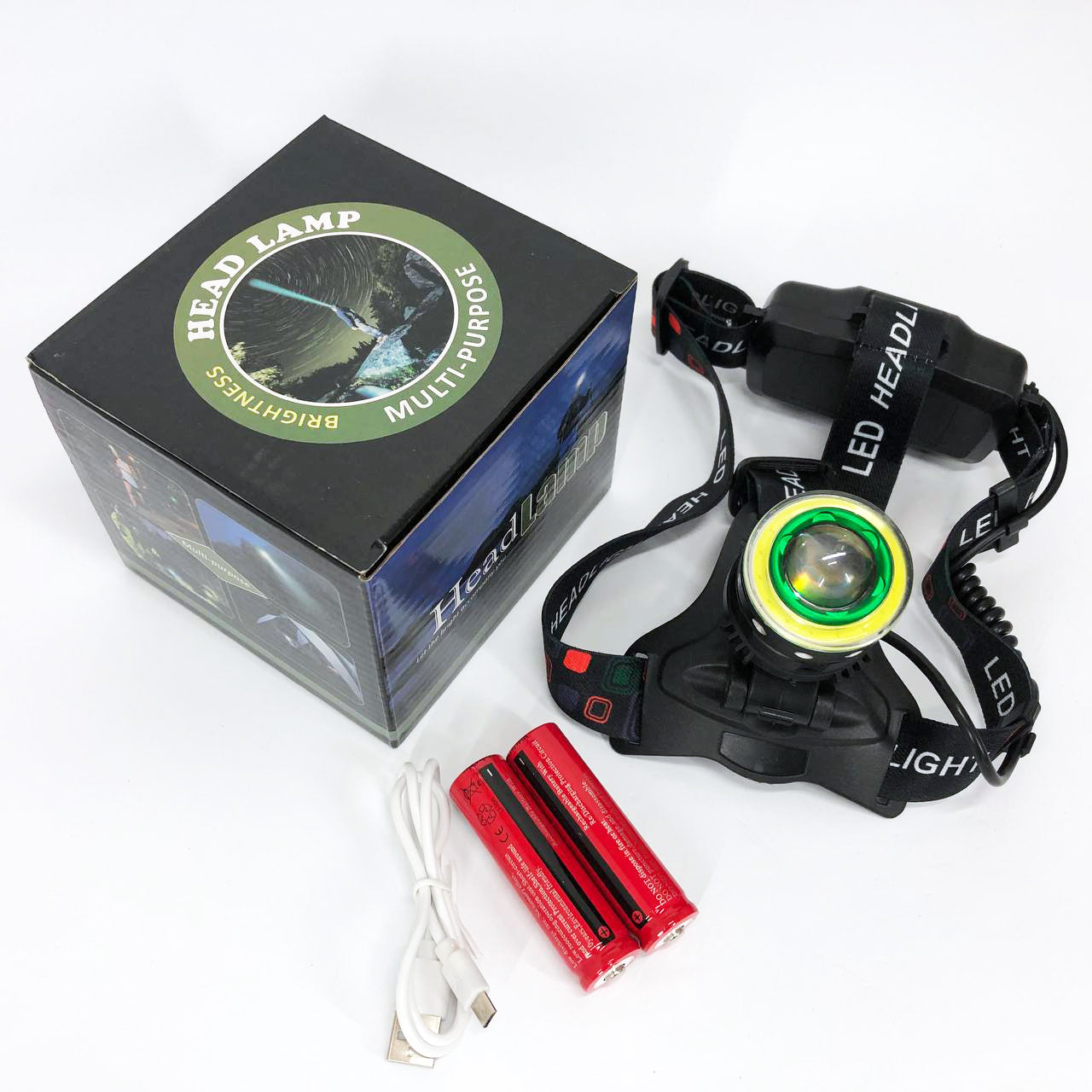 Фонарь налобный Police T105-T6+COB аккумуляторный, водонепроницаемый фонарик, головной фонарик