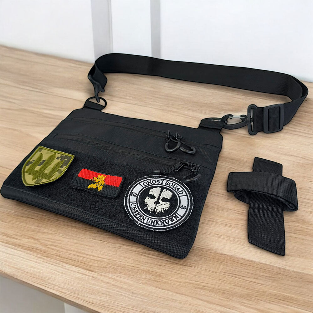 Черная сумка тактическая нагрудная, Сумка через плечо военная, Мужская сумка-слинг тактическая