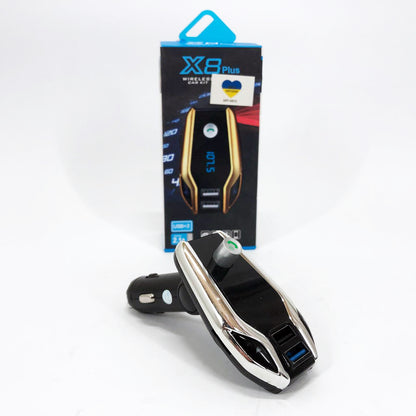 Автомобильный Fm модулятор Bluetooth FM X8 plus, Фм модулятор с флешкой от прикуривателя