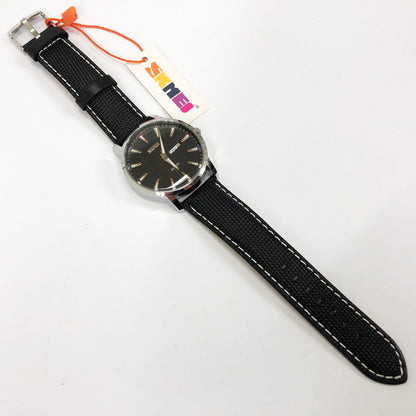 Часы наручные мужские SKMEI 9303SIBK, часы кварцевые мужские, стильные статусные наручные часы стрелочные